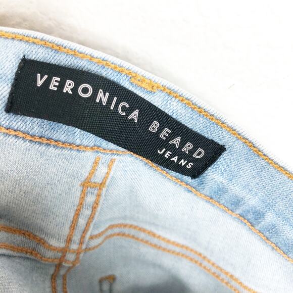 Veronica Beard Carly 11" Kick Flare Jeans Air Size 25 Side Stripe Crop Fray - Picture 5 of 14